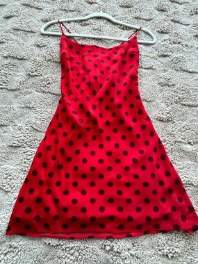 Abercrombie & Fitch Red Slip Dress with Black Polka Dots
